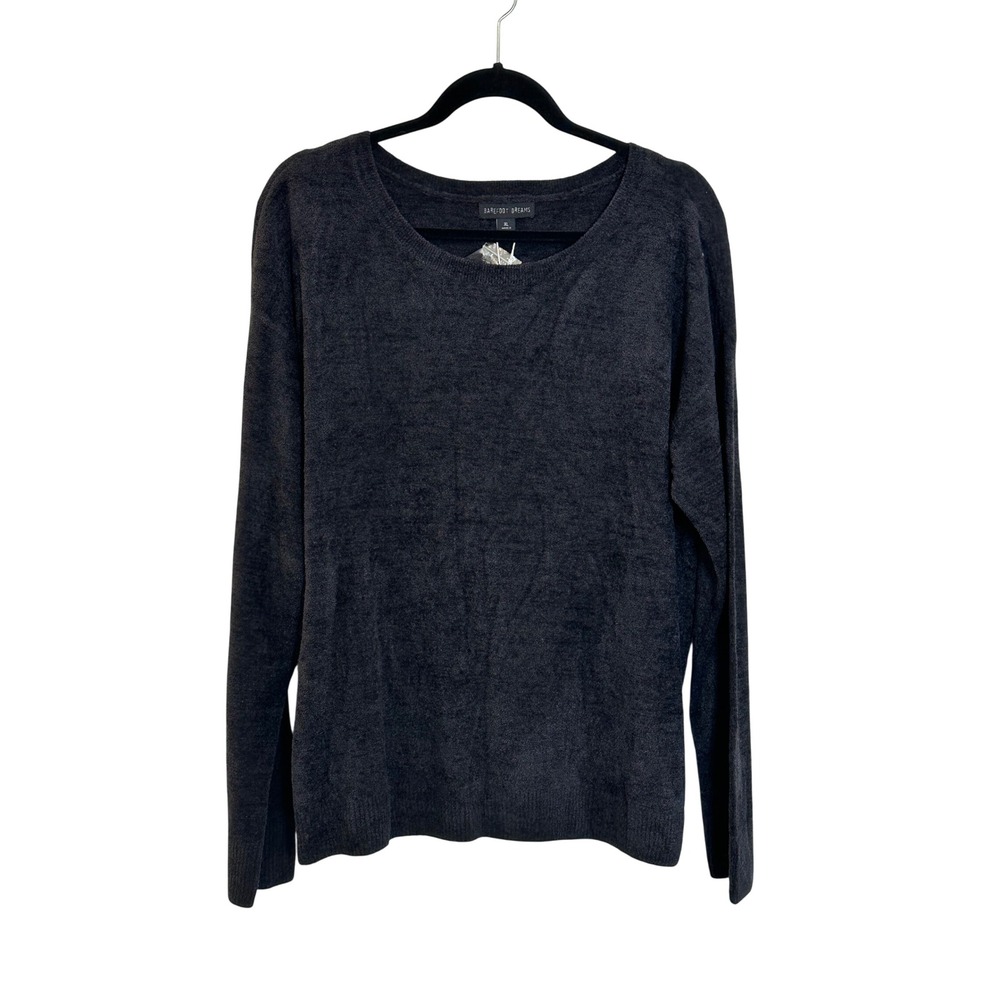 Barefoot Dreams Easy Long Sleeve Top Size XL Black Cozy Relaxed Knit Lounge NEW